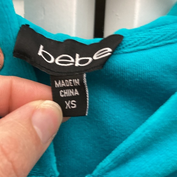 Vibrant blue green Bebe velour zip hoodie - Picture 6 of 12